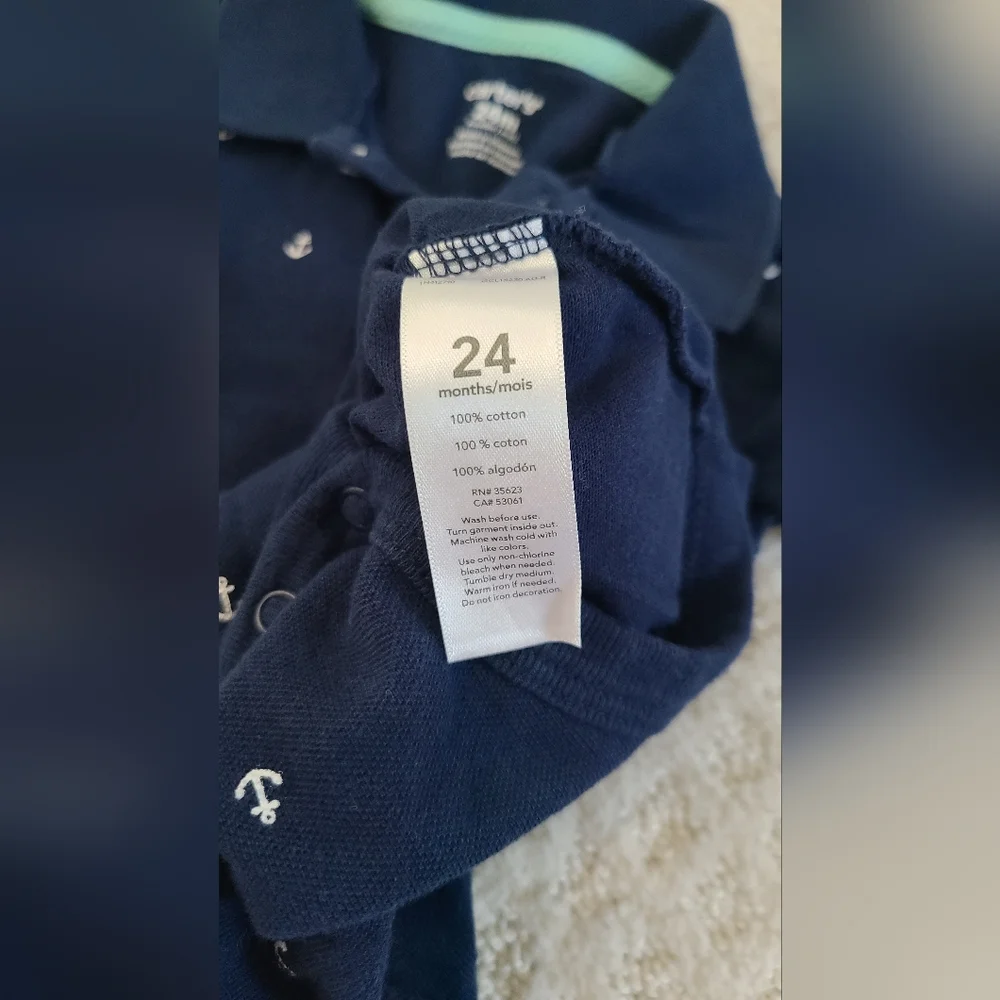 Carter's Blue nautical Anchor Print baby boy Onesie Size‎ 24 months